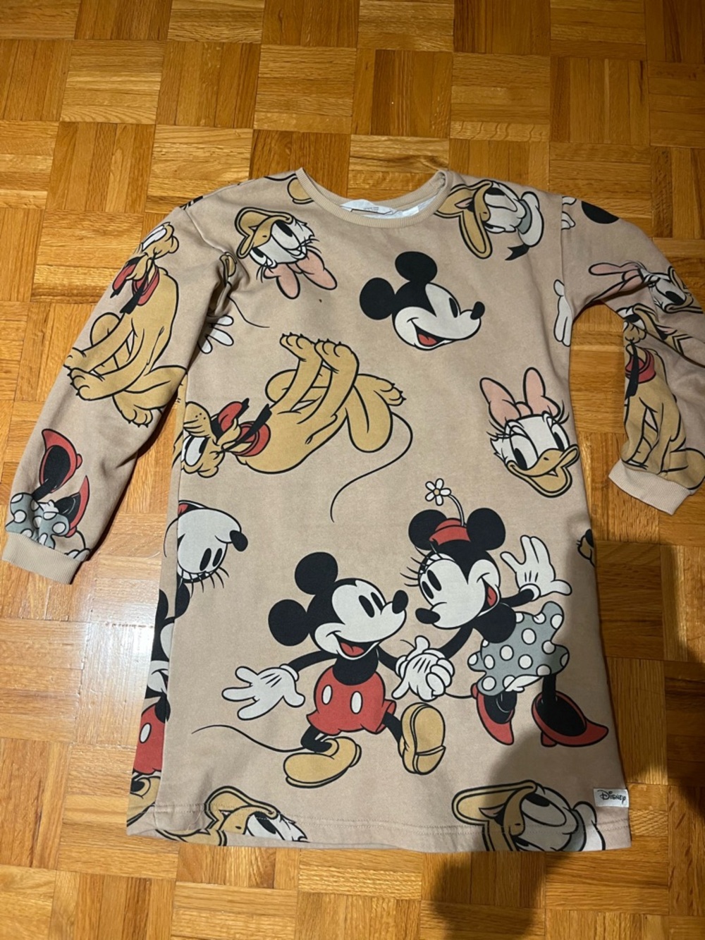 H&M Disney Mickey Mouse Beige Sweatshirt with Black Graphic